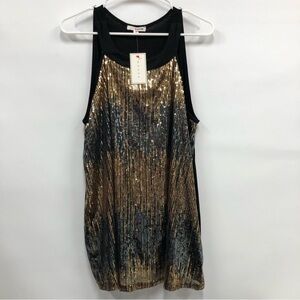 Mauve women’s gold & black sequined top 1x/2x read description